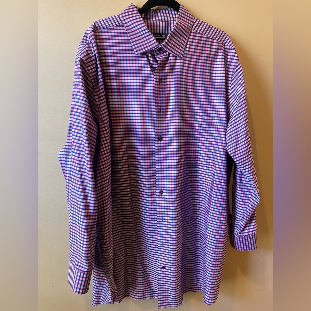 Rochester Egyptian Cotton Dress Shirt Men's 19 36/37T Tall Plaid Long Sleeve- - Picture 1 of 6
